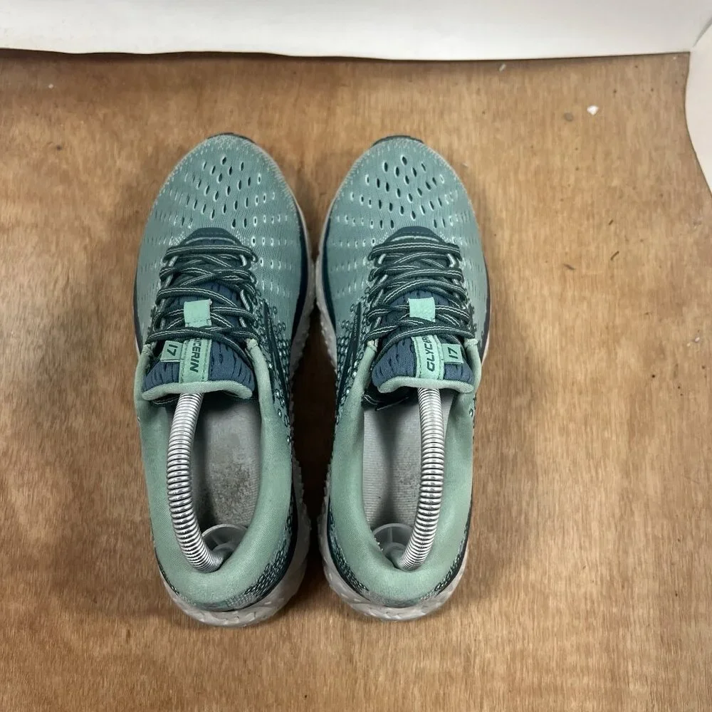 Brooks Glycerin 17 Women Size 8 Green Running Shoes Sneakers - Picture 5 of 9